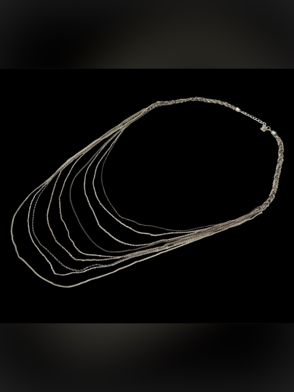 Stella & Dot women's layered versatile multi-strand chain necklace silver brass